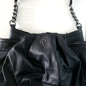 Simply Vera by Vera Wang Black Purse Bag Silver Grey Chain Strap Handbag